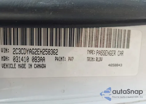 2014 Dodge Challenger Sxt Plus z USA, uszkodzony, nr VIN 2C3CDYAG2EH258362